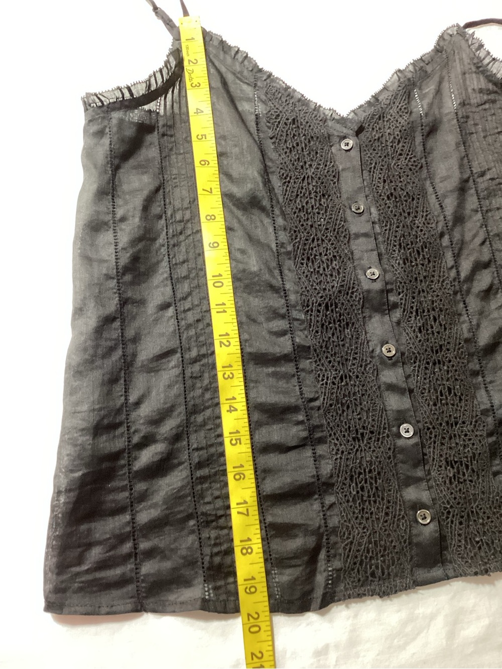 Frame Black Lace-Front Button Ramie Cami - Picture 8 of 10